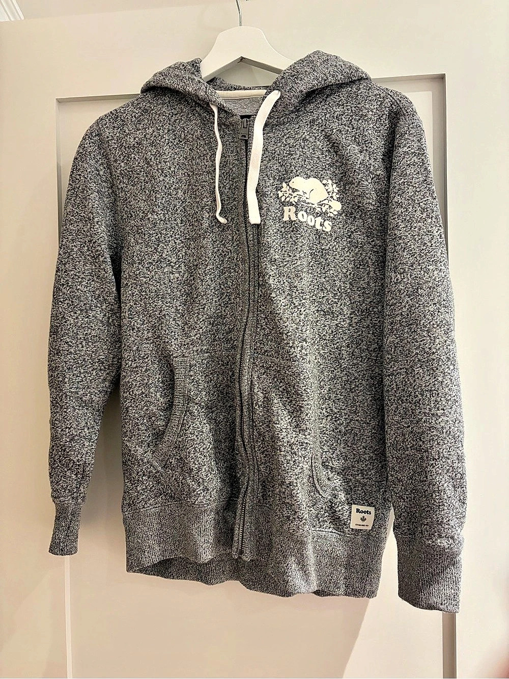 Roots Salt & Pepper Full Zip Hoodie Gray & White Medium